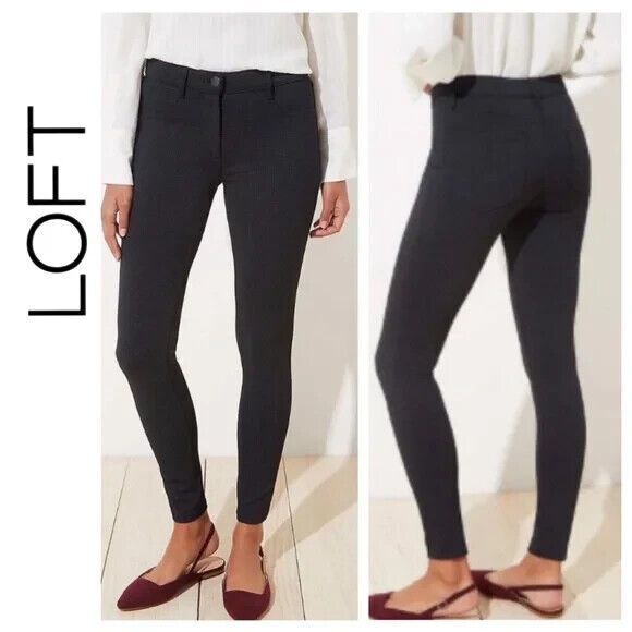 LOFT Black/Gray Ponte Pants Skinny Flat Front Size 10 NWT!! - Picture 1 of 4